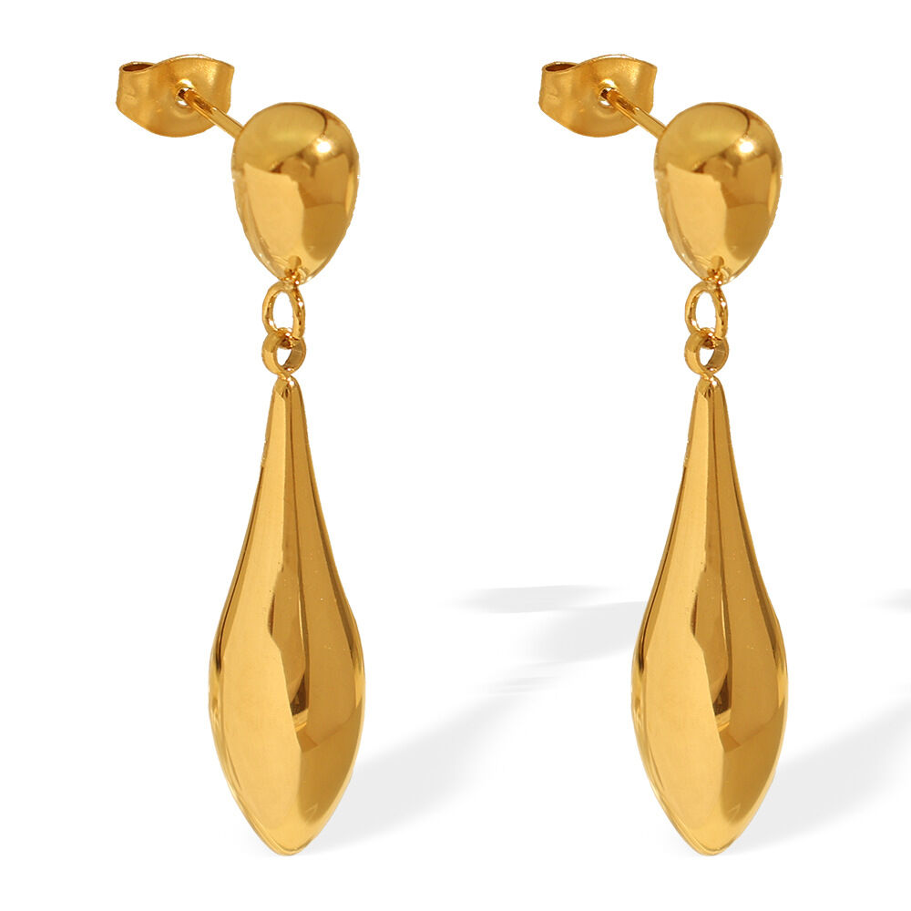 1 paio di orecchini pendenti da donna in acciaio inossidabile color oro, a forma di goccia irregolare, stile minimalista, chic h5 