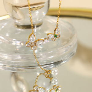 1 Piece Gorgeous Series Exquisite Butterfly Stainless Steel Waterproof Gold Color Women's Pendant Necklaces h5 Picture3