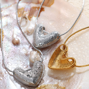 1 Piece Modern Series All-Match Heart Shape Stainless Steel Waterproof Gold Color Women's Pendant Necklaces h5 Picture5