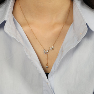 1 Piece Gorgeous Series Exquisite Butterfly Stainless Steel Waterproof Gold Color Women's Pendant Necklaces h5 Picture5