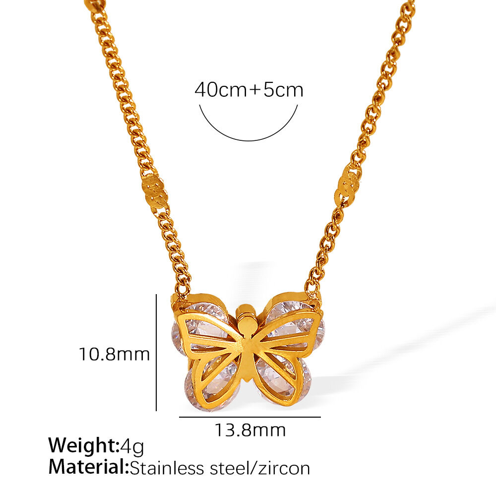 Xl377Weg White Zirconium Gold Necklace 