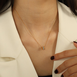 1 Piece Elegant Series Classic Daily Round Stainless Steel Waterproof Gold Color Women's Pendant Necklaces h5 Picture5