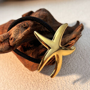 1 piece classic style all-match beach starfish stainless steel gold color women's hair bobbles h5