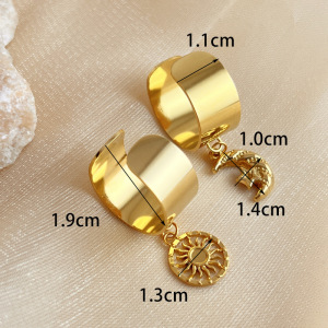 1 Piece Designable Series Retro Sun Dangle Classic Stainless Steel Waterproof Gold Color Women's Adjustable Rings h5 Picture5