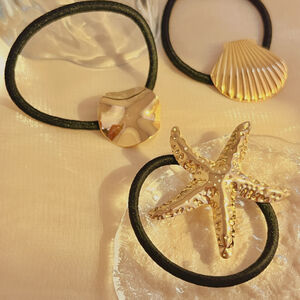 1 piece classic style all-match vibe starfish stainless steel gold color women's hair bobbles h5 Picture2