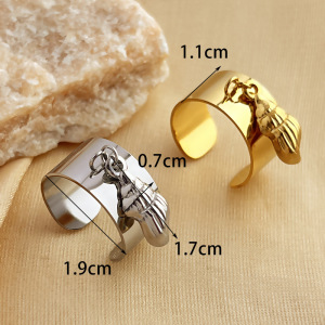 1 Piece Stylish Series Fashionable Conch Dangle Stainless Steel Waterproof Gold Color Women's Adjustable Rings h5 Picture4