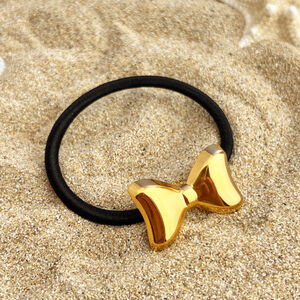 1 Piece Simple Series Daily Ox Horn Stainless Steel Gold Color Women's Hair Bobbles h5