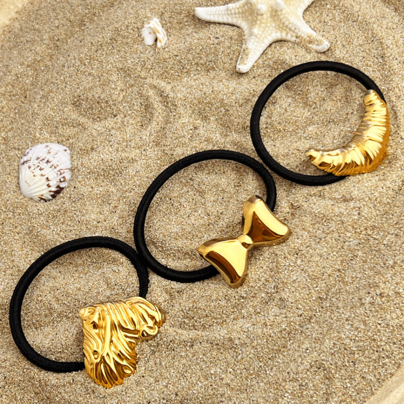 1 Piece Simple Series Daily Ox Horn Stainless Steel Gold Color Women's Hair Bobbles h5Picture2