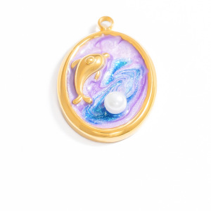 Colgante De Acero Inoxidable Con Diseño De Concha Dorada Resistente Al Agua, Con Elementos Marinos, Esmaltado Al Aceite, Para Mujer, Serie Romántica, Vacaciones En La Playa, 1 Unidad h5 Imagen5