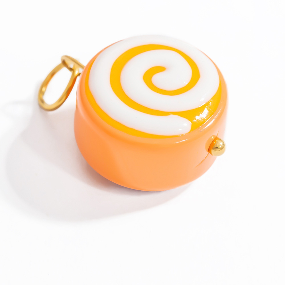 1 Piece Chromatic Series Sweet Doughnut Coloured Glaze Stainless Steel Waterproof Gold Color Women's Pendants Picture6