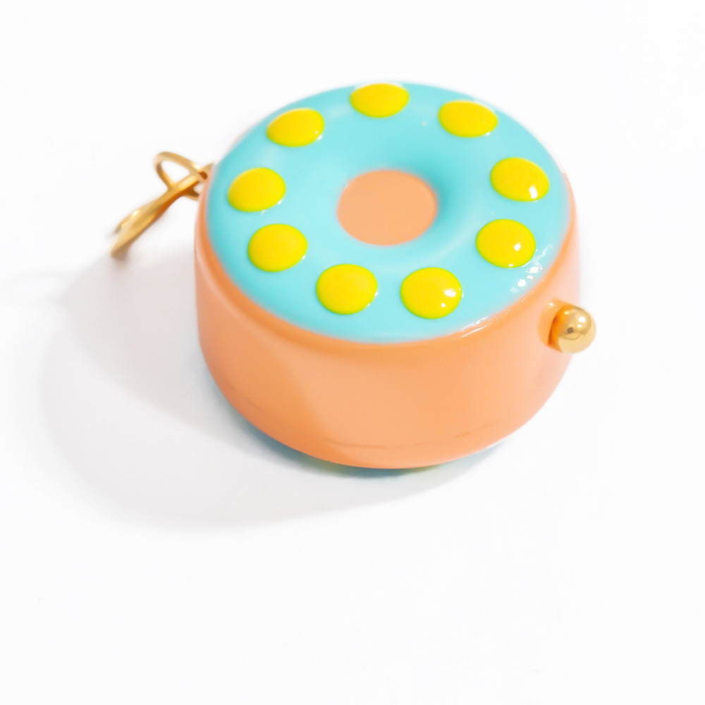 1 Piece Chromatic Series Sweet Doughnut Coloured Glaze Stainless Steel Waterproof Gold Color Women's Pendants Picture8