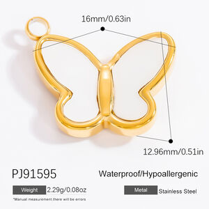1 Piece Romantic Series Daily Butterfly Oil- Glazing Stainless Steel Waterproof Gold Color Women's Pendants h5