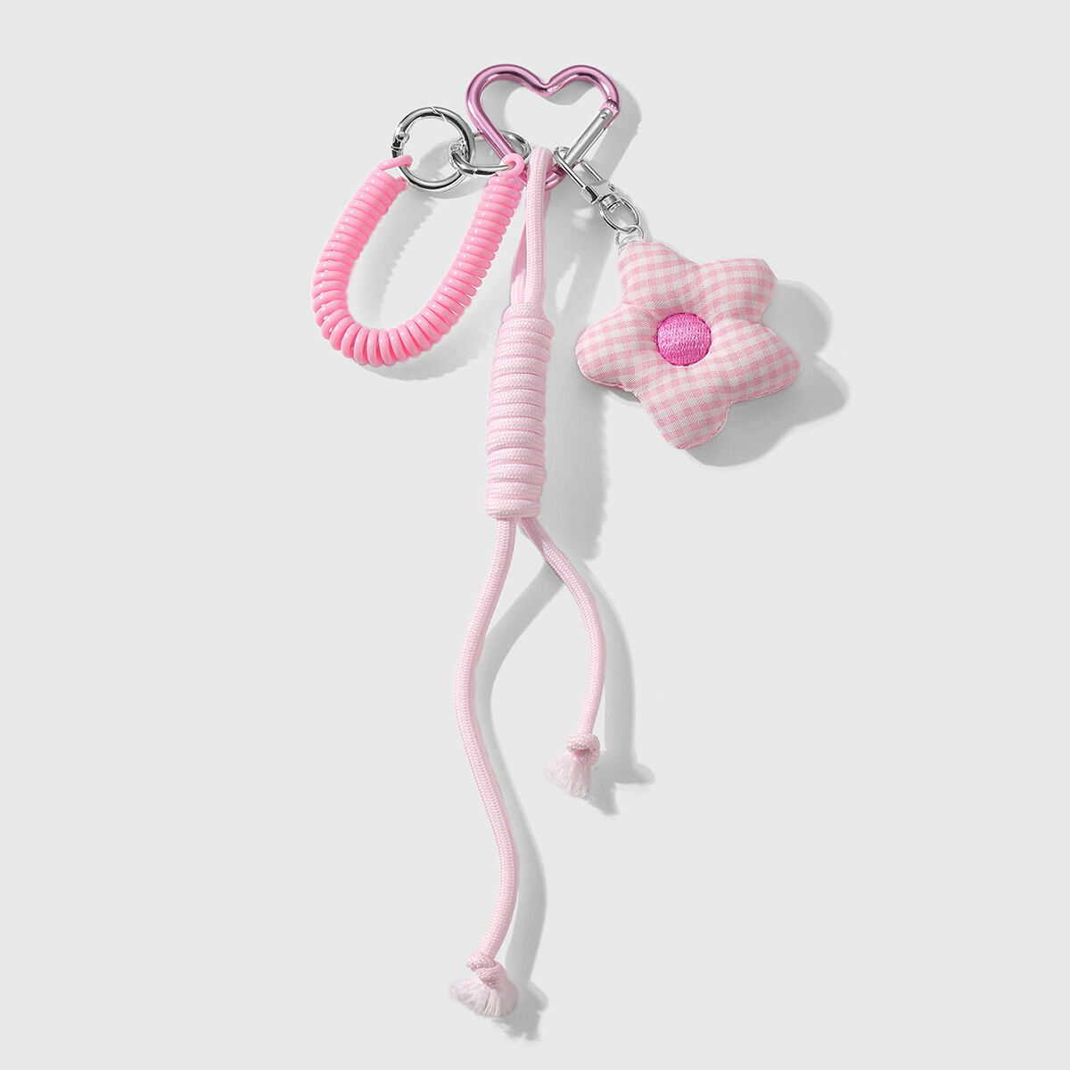 1 portachiavi a forma di fiore a quadri rosa Immagine2