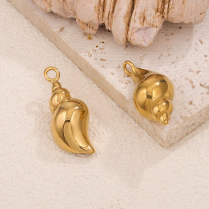 1 Pezzo Di Ciondolo Da Donna In Acciaio Inossidabile Impermeabile Color Oro A Forma Di Conchiglia Semplice Della Serie Marina h5 Immagine3