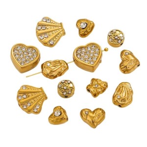 1 Stuk Exquisite Series Vintage Delicate Hartvormige Roestvrijstalen Waterdichte Goudkleurige Dameshanger h5 Afbeelding4