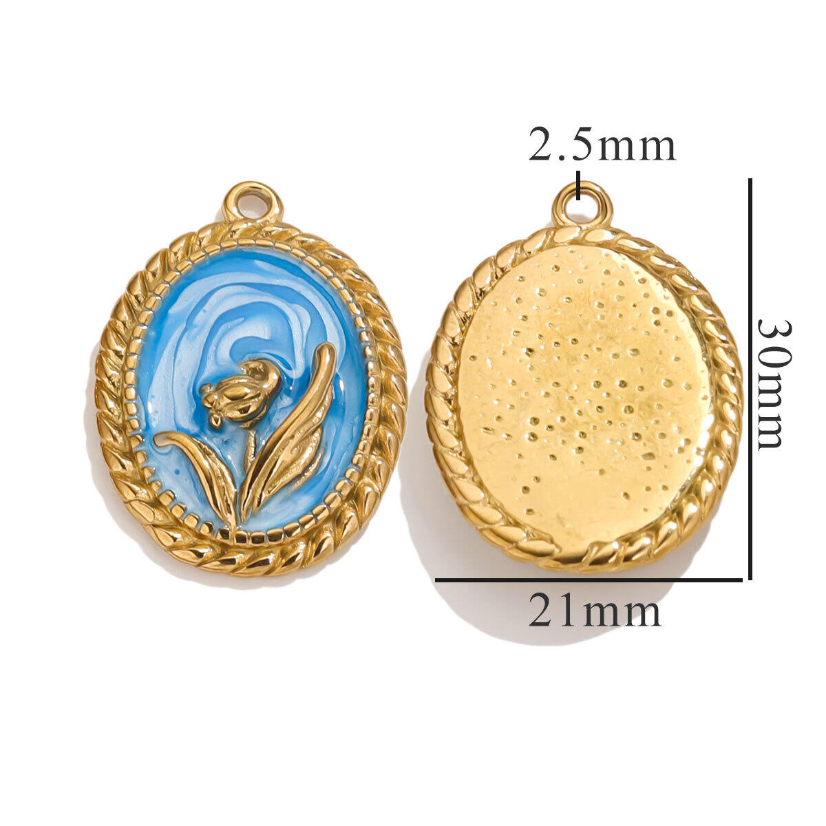 Oval Flower Pendant - Blue Picture5