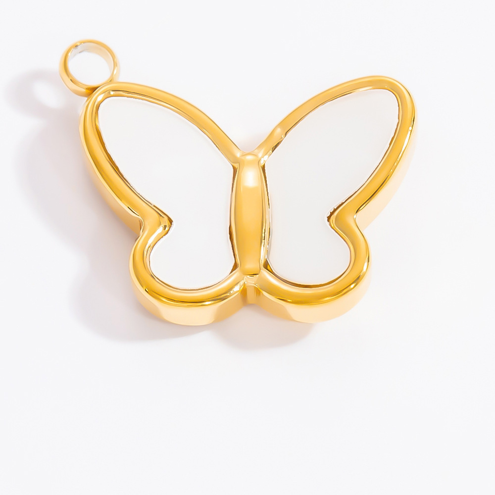 1 Piece Romantic Series Daily Butterfly Oil- Glazing Stainless Steel Waterproof Gold Color Women's Pendants Picture4