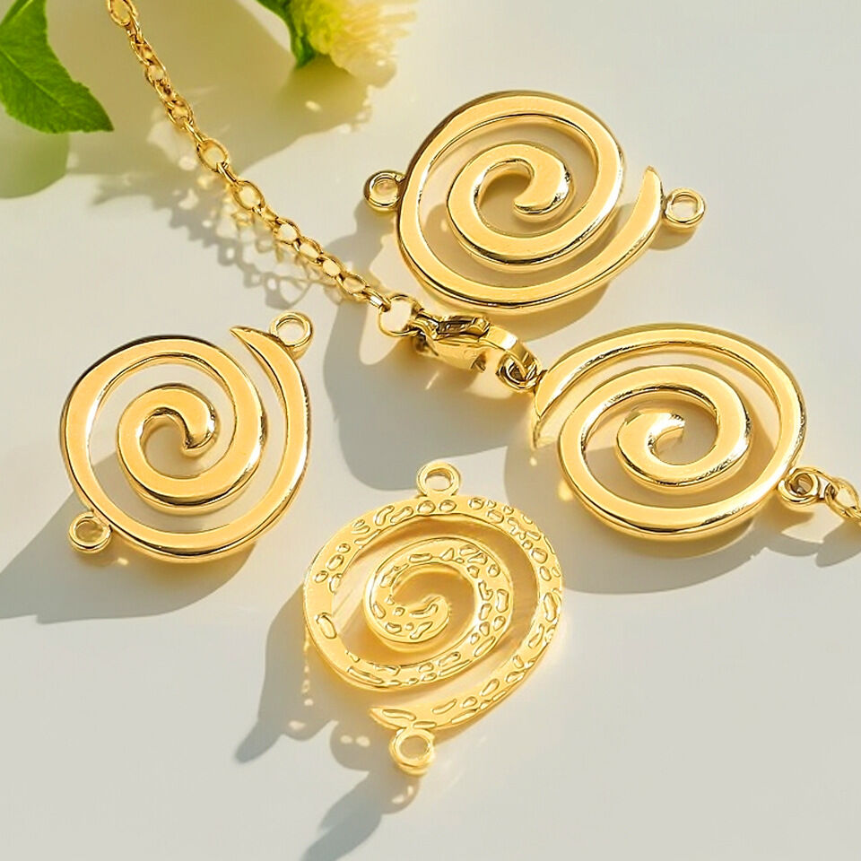 1 Piece Lustrous Series Modern Vortex Shape Stainless Steel Waterproof Gold Color Women's Pendants Picture2