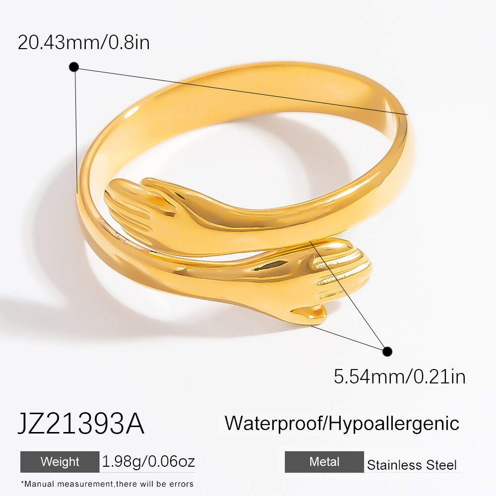1 Piece Romantic Series Edgy Hug Figure Stainless Steel Waterproof Gold Color Women's Adjustable Rings