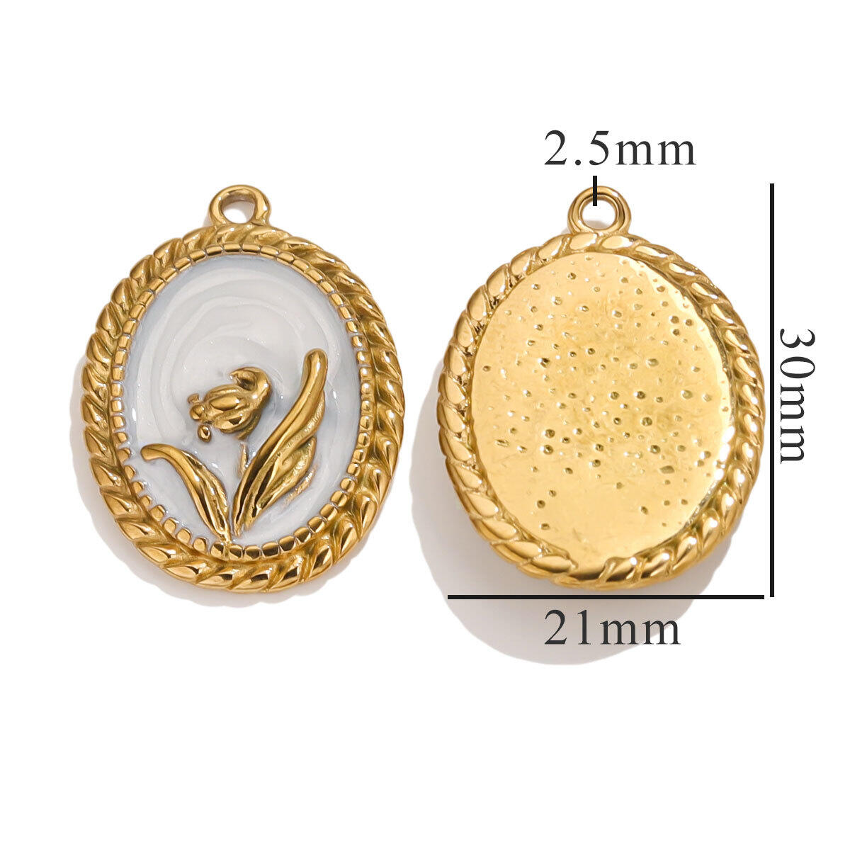 Oval Flower Pendant - White Picture8