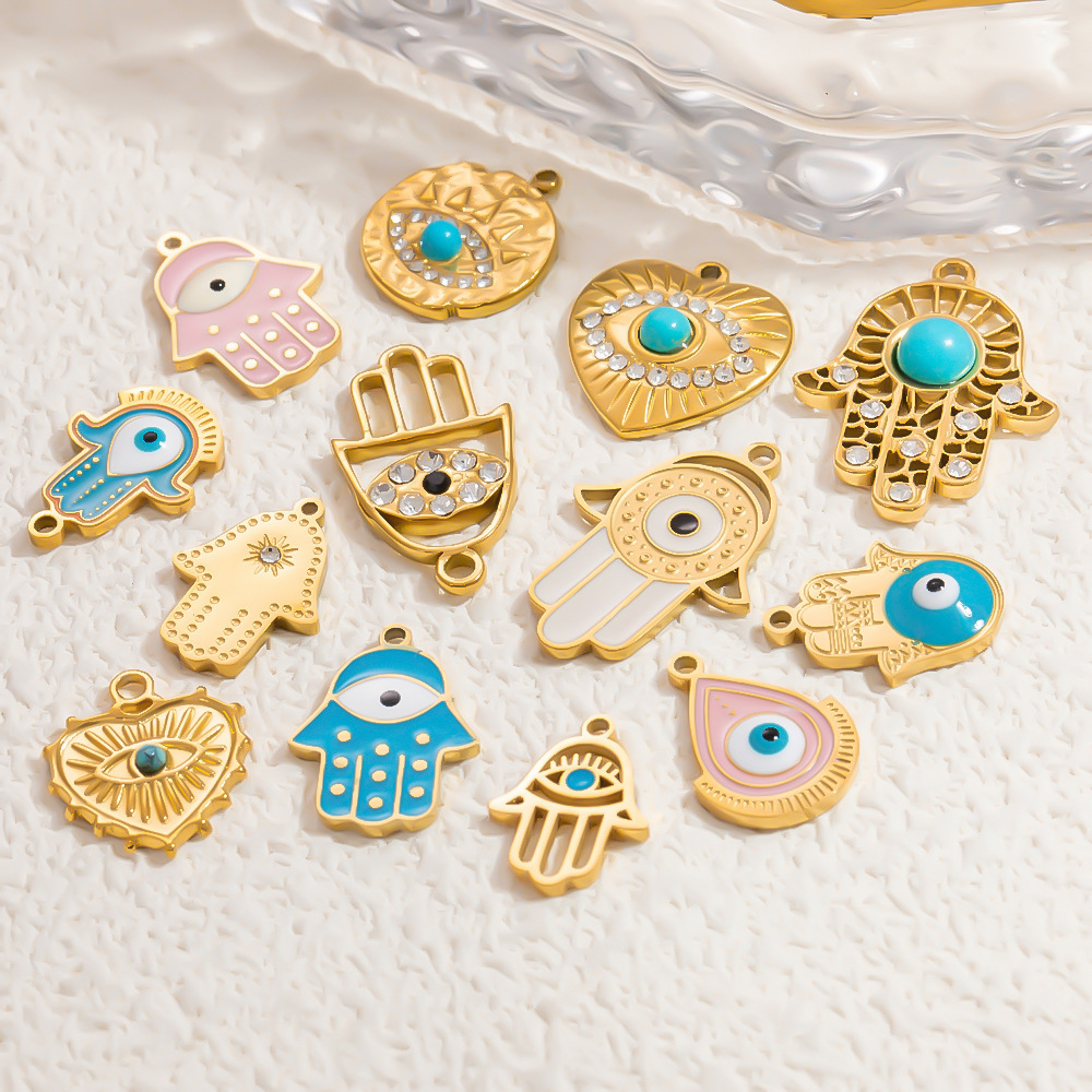 1 Stuk Luxe Serie Delicate Oogpatroon Gepersonaliseerde Roestvrijstalen Waterdichte Gouden Dameshanger h5Afbeelding3
