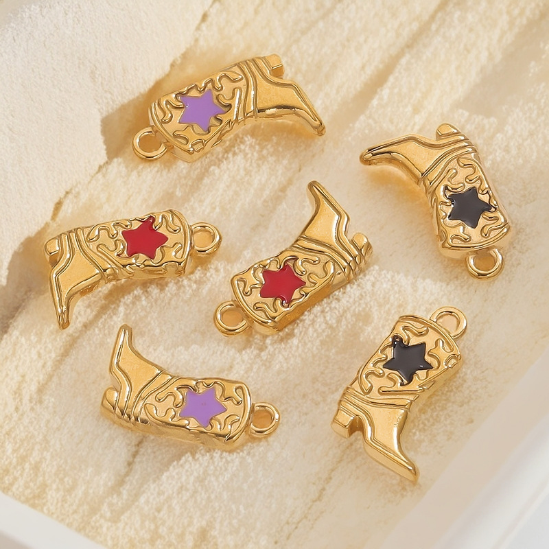 1 Piece Fashionable Series Retro Boot Shape Stainless Steel Waterproof Gold Color Women's Pendants h5Picture4