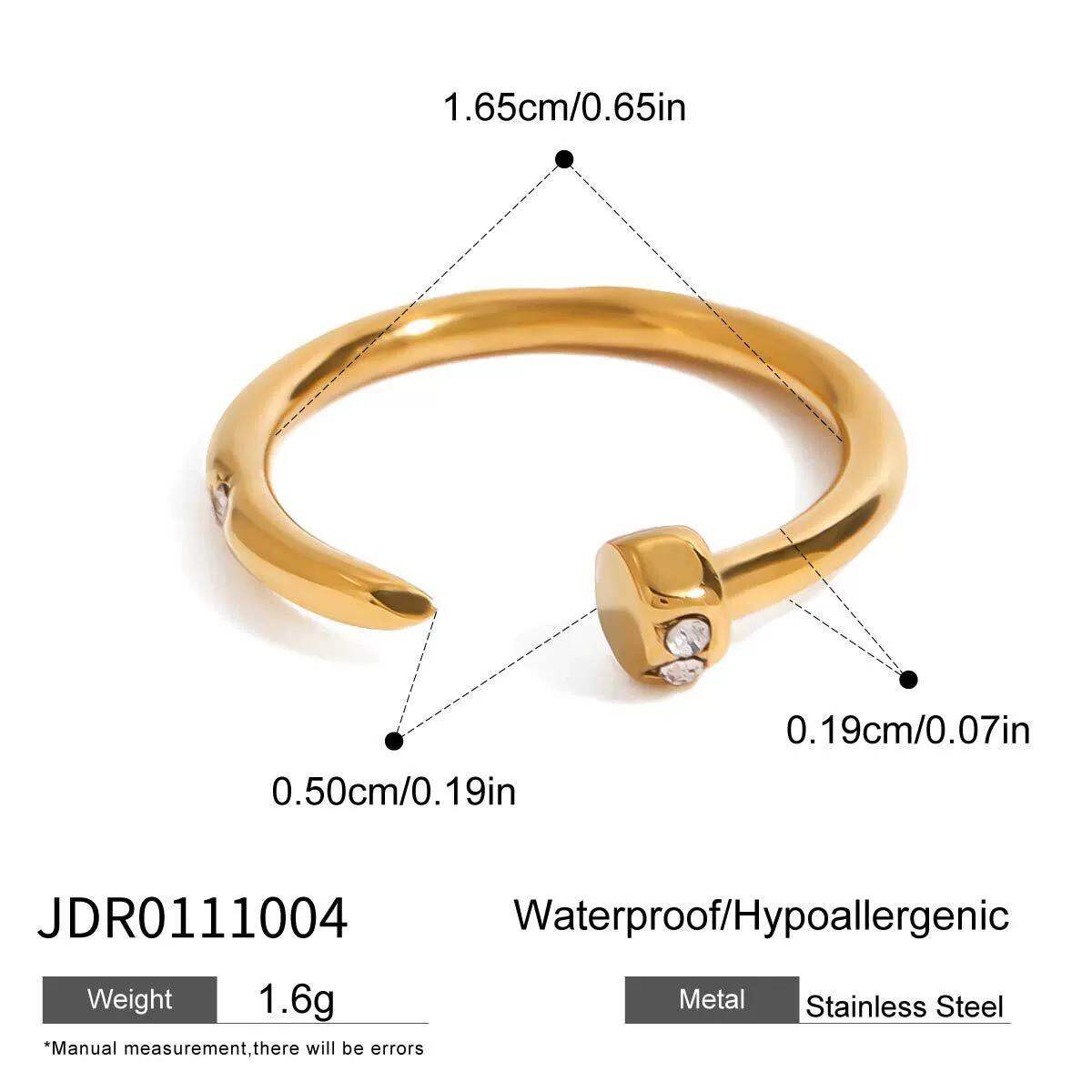 1 Piece Modern Series Classic Annular Nail Stainless Steel Waterproof Gold Color Women's Single Rings h5 