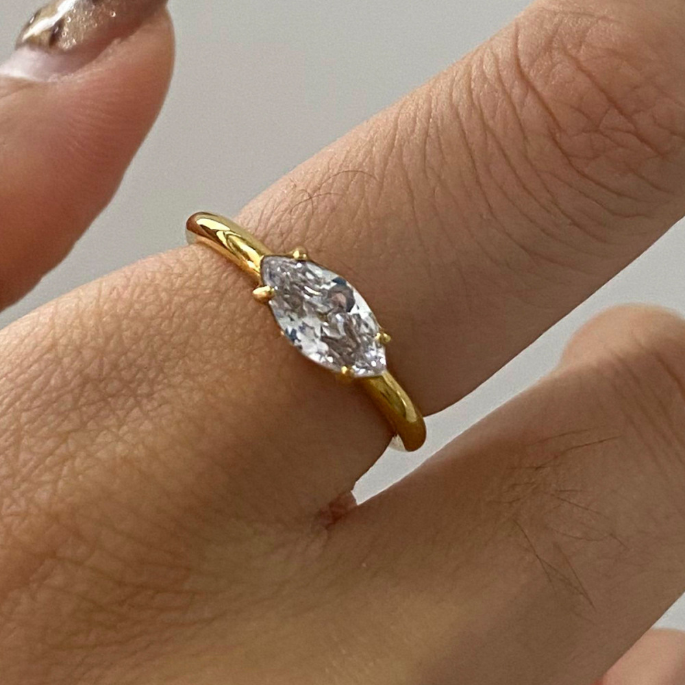 1 Piece Luxurious Series Vintage Oval Stainless Steel Waterproof Gold Color Women's Ring Sets Picture4
