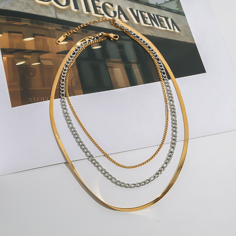 1 Piece Simple Series Charming Style Line Stainless Steel Waterproof Gold & Silver Color Women's Layered Necklaces Picture7