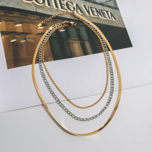 1 Piece Simple Series Charming Style Line Stainless Steel Waterproof Gold & Silver Color Women's Layered Necklaces h5 Picture7