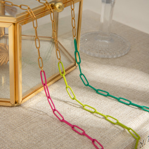 1 Stuk Polychrome Serie Vogue Contrastkleurige Roestvrijstalen Waterdichte Goudkleurige Damesketting h5 Afbeelding4