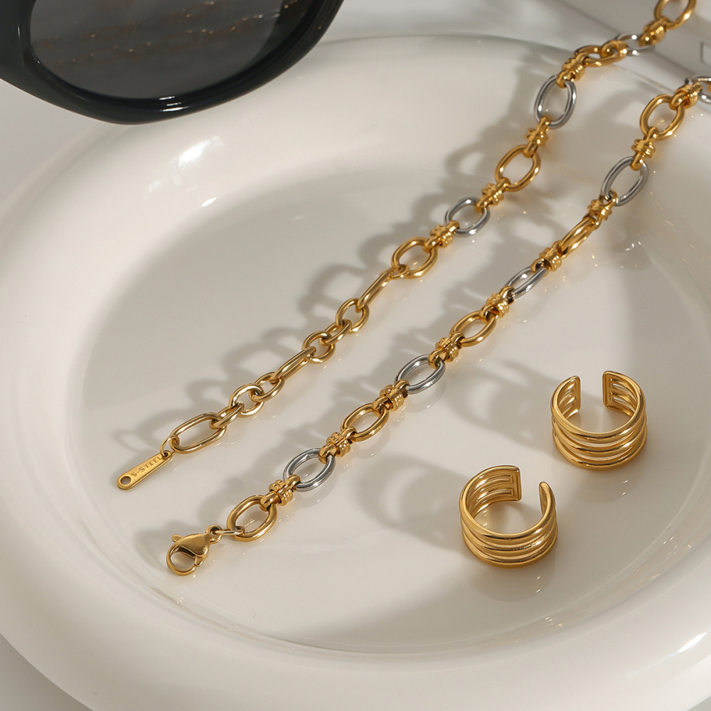 1 Piece Modern Series Sophisticated Chain Stainless Steel Waterproof Gold & Silver Color Women's Chain Necklaces Picture6
