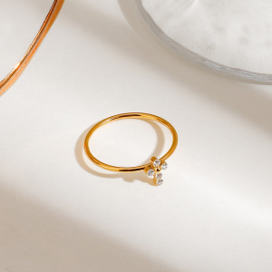 1 Piece Exquisite Series Delicate Cross Stainless Steel Waterproof Gold Color Women's Ring Sets h5 Picture6