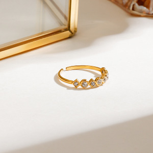 1 Piece Luxurious Series Chic Style Flowers Stainless Steel Gold Color Women's Ring Sets h5 Picture6