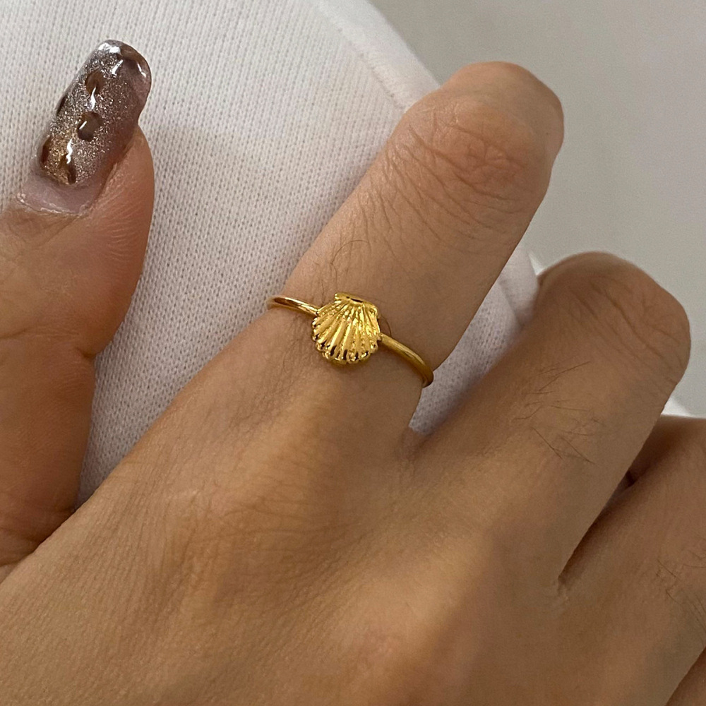 1 Piece Romantic Series Exquisite Conch Stainless Steel Waterproof Gold Color Women's Ring Sets Picture6