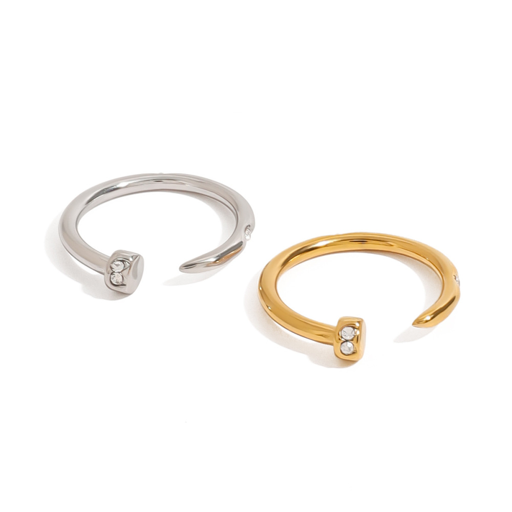 1 Piece Modern Series Classic Annular Nail Stainless Steel Waterproof Gold Color Women's Single Rings h5Picture5