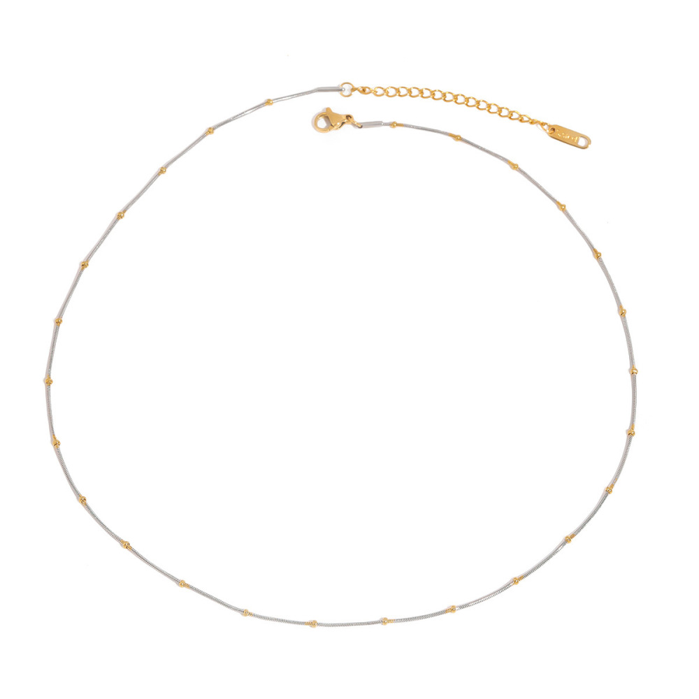 1 Piece Simple Series Daily Line Stainless Steel Waterproof Gold & Silver Color Women's Chain Necklaces Picture7