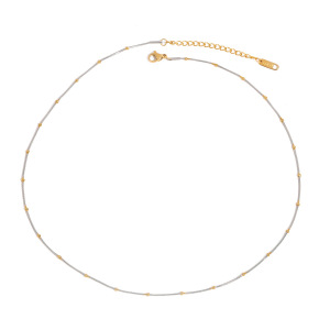 1 Piece Simple Series Daily Line Stainless Steel Waterproof Gold & Silver Color Women's Chain Necklaces h5 Picture7