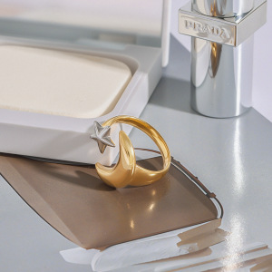 1 Piece Classic Series Moon And Star Stainless Steel Waterproof Gold & Silver Color Women's Single Rings h5 Picture4