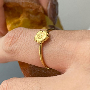 1 Piece Luxurious Series Chic Style Flowers Stainless Steel Gold Color Women's Ring Sets h5 Picture8