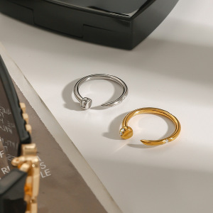 1 Piece Modern Series Classic Annular Nail Stainless Steel Waterproof Gold Color Women's Single Rings h5 Picture3