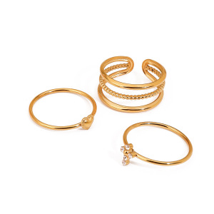 1 Piece Exquisite Series Delicate Cross Stainless Steel Waterproof Gold Color Women's Ring Sets h5 Picture10