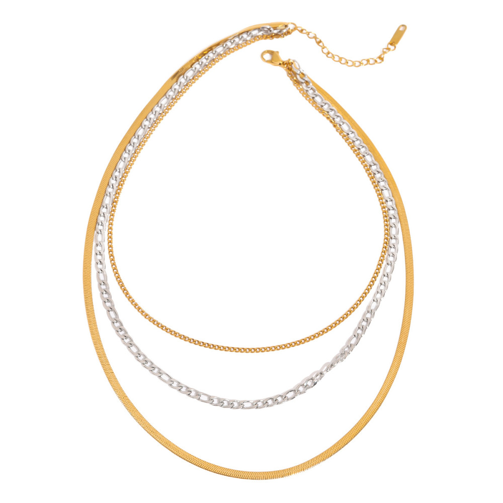 1 Piece Simple Series Charming Style Line Stainless Steel Waterproof Gold & Silver Color Women's Layered Necklaces Picture5