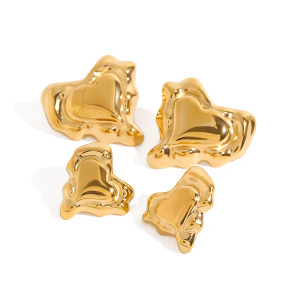 1 Stück Romantische Serie Retro Unregelmäßiger Herzförmiger Edelstahl Wasserdicht Goldfarbener Damenring h5 Bild9