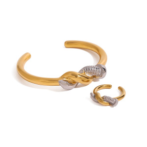 1 Stuk Designbare Serie Originele Nagelknoop Gemengde Kleuren Roestvrij Staal Waterdicht Goud & Zilverkleurige Damesarmband h5 Afbeelding8