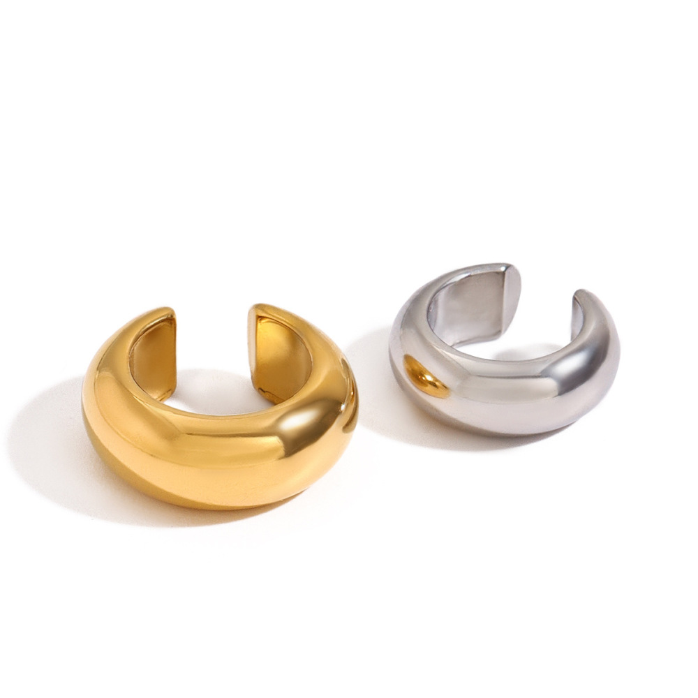 1 Pair Style Annular Delicate Stainless Steel Gold & Silver Color Women's Ear Cuffs h5Picture5