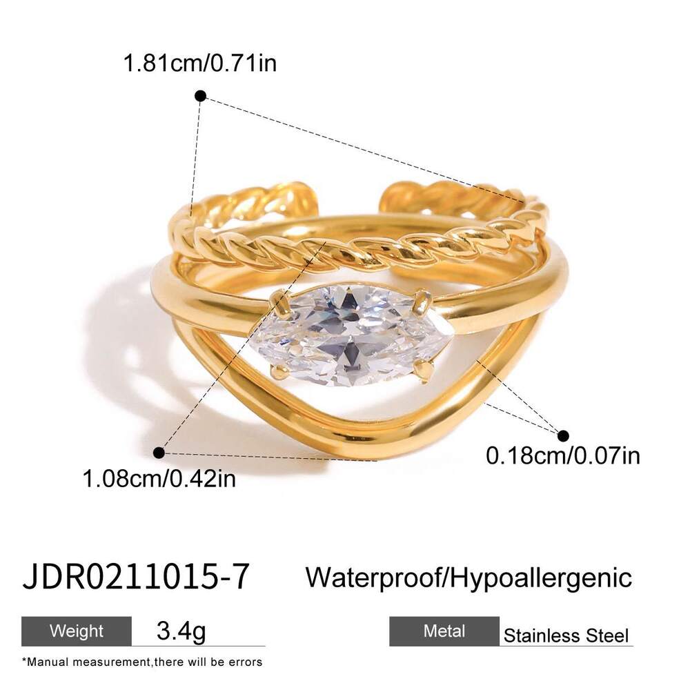 1 Piece Luxurious Series Vintage Oval Stainless Steel Waterproof Gold Color Women's Ring Sets