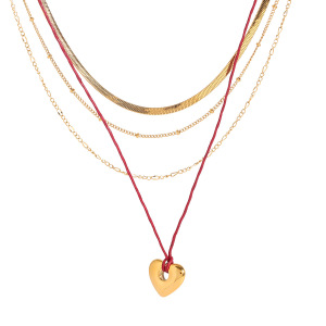 1 Piece Classic Series Romantic Heart Shape Stainless Steel Waterproof Gold Color Women's Layered Necklaces h5 Picture9