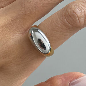 1 Piece Minimalist Series Oval Stainless Steel Waterproof Gold & Silver Color Women's Adjustable Rings h5 Picture2