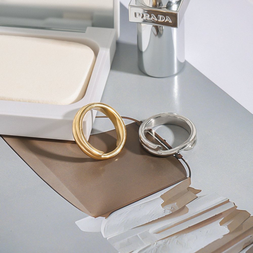 1 Piece Classic Series Delicate Double-Layer Circle Stainless Steel Waterproof Gold Color Women's Single Rings Picture3